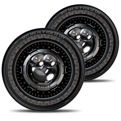 7" Round LED Headlights with Starry DRL & Gradient Halo - DOT Approved Universal Fit