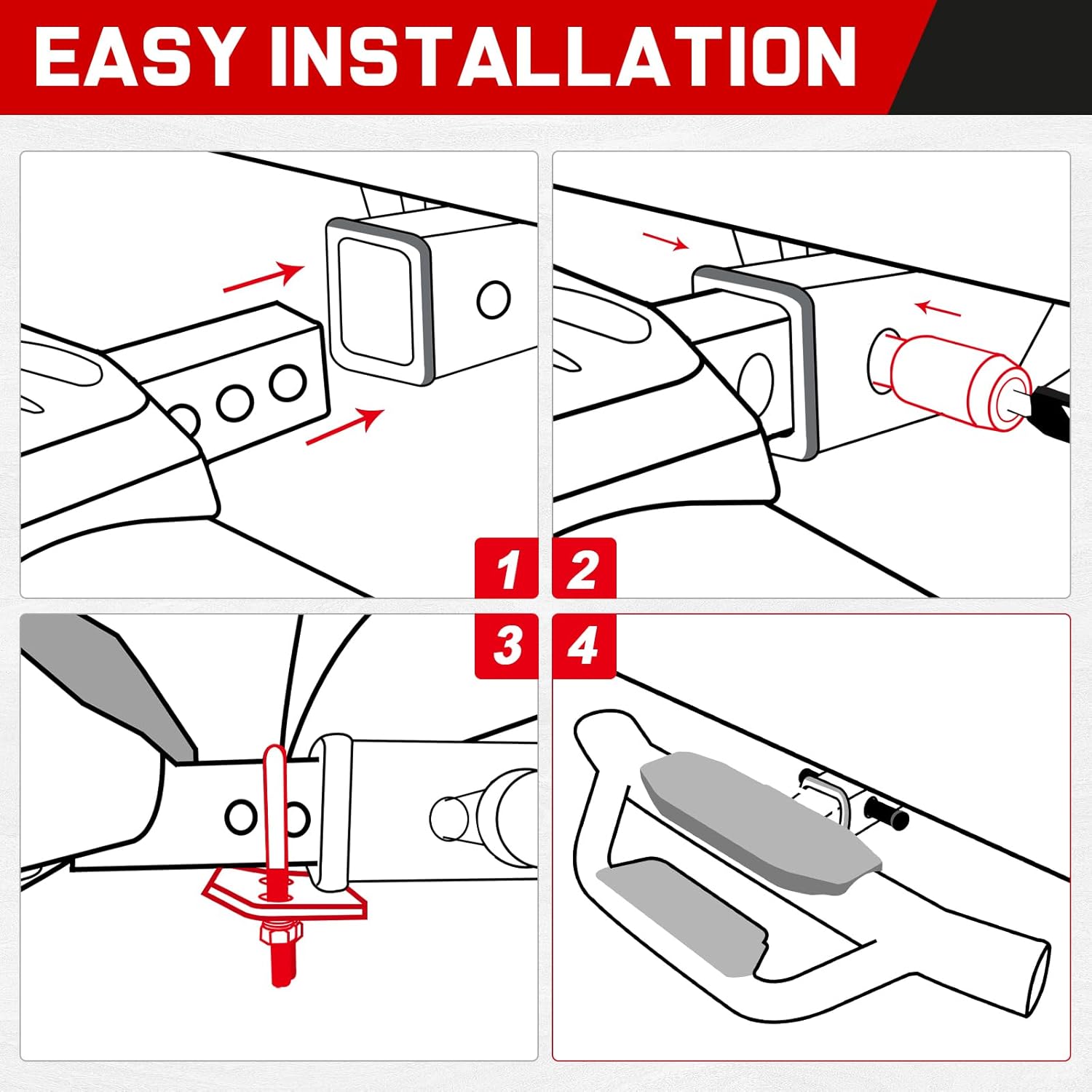 Double Layer Tow Hitch Step for 2" Hitch Receiver, Carbon Steel with Dual-Stage Black Powder Anti-Slip Trailer Hitch Step Universal Fit for Trucks SUV Car Van
