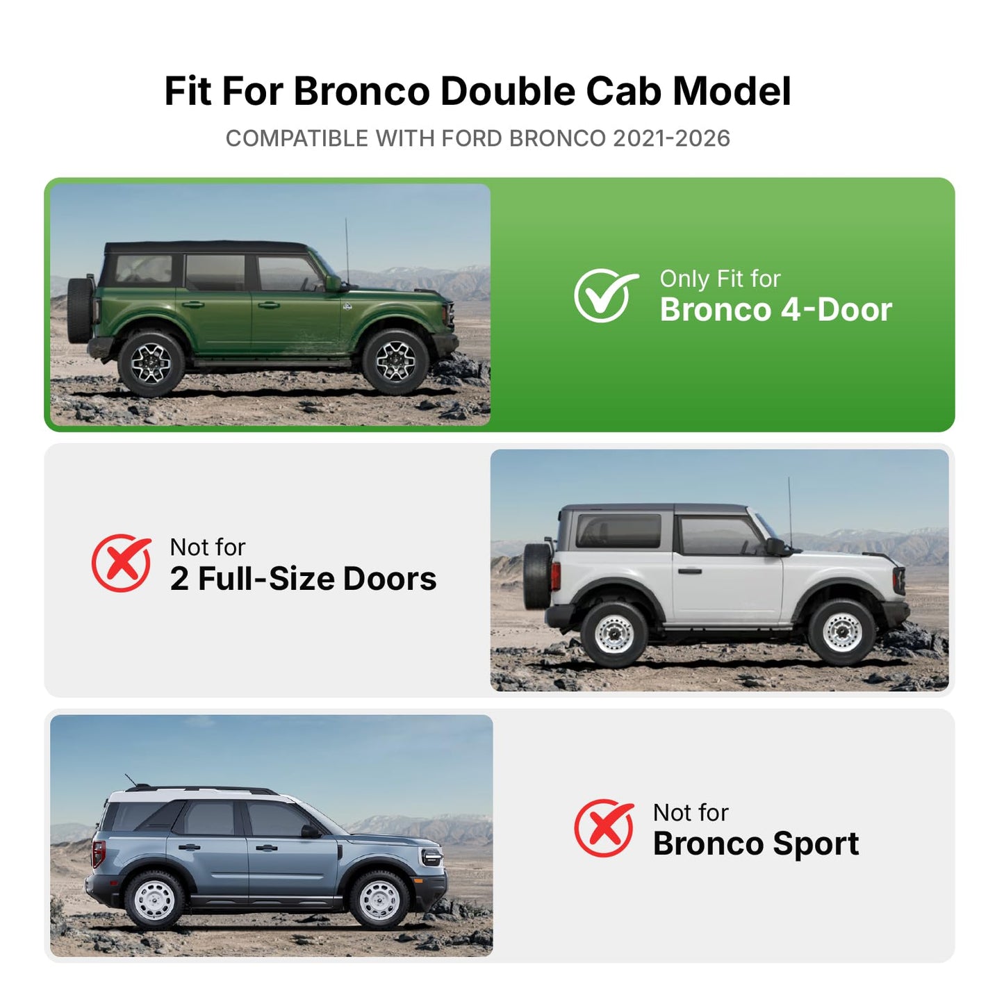 Aluminum Running Boards for 2021-2026 Ford Bronco 4-Door - Anti-Slip Side Steps