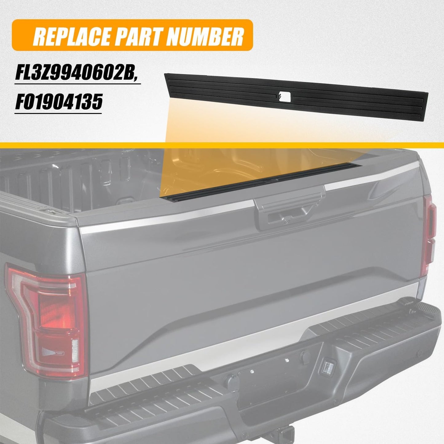 Tailgate Molding Cap with Release Button for 2015-2020 Ford F-150 (Replaces FO1904135)