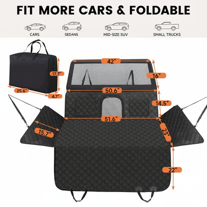 44" High-Back Pet Barrier/Hammock Combo - 440 lb Capacity, Water-Resistant Hard Bottom for SUV/Truck