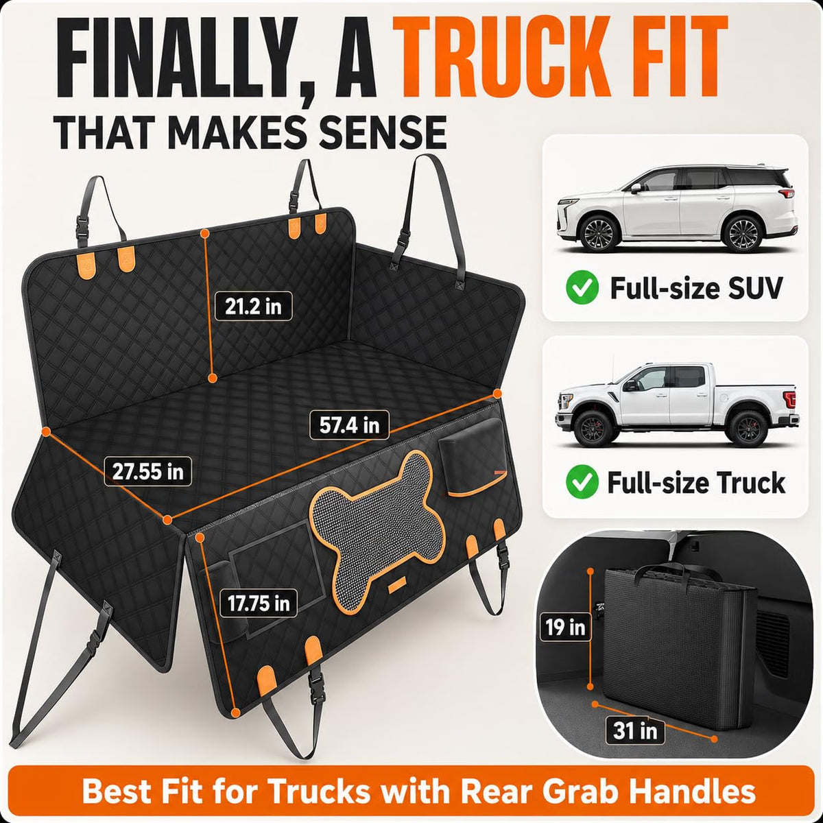 Hard Bottom Dog Hammock Back Seat Extender for Dogs for F150, RAM1500, Silverado