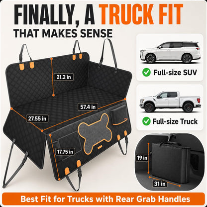 Hard Bottom Dog Hammock Back Seat Extender for Dogs for F150, RAM1500, Silverado