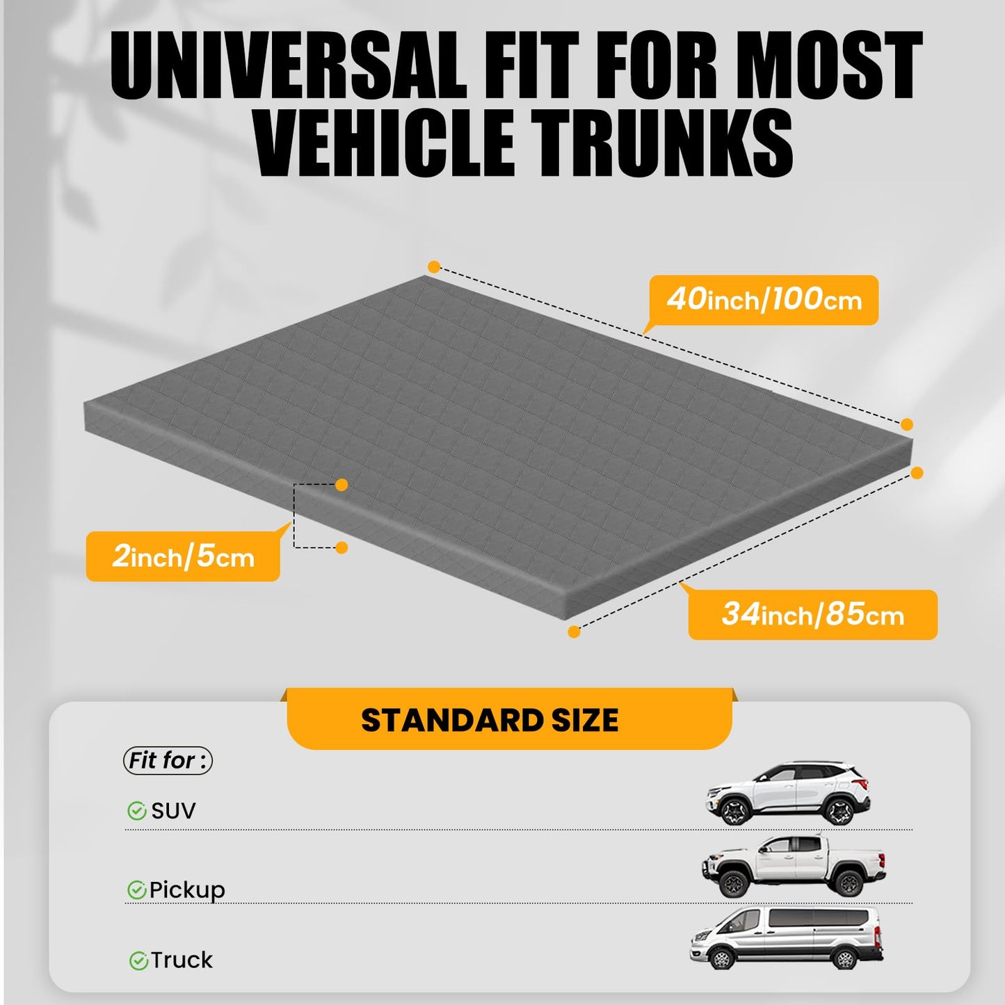 Non-Slip SUV Dog Cargo Mat with Supportive Foam - Removable Cover for Easy Cleaning (SUV/Truck)