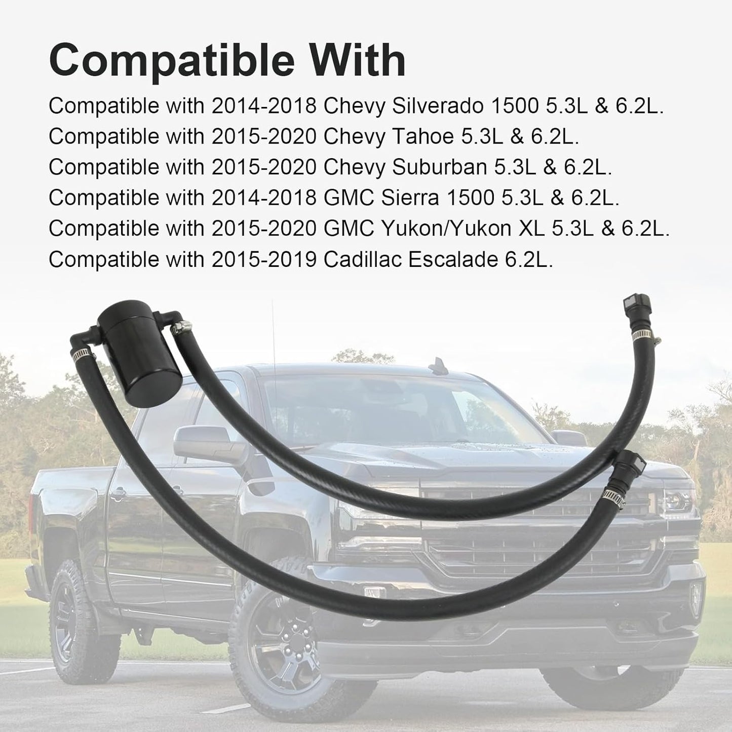 Oil Catch Can for 2014-2018 Chevy/GMC 1500 & 2015-2020 Full-Size SUVs - Air/Oil Separator