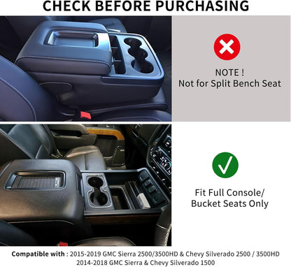 2-PCS Center Console Armrest Tray for 2014-2018 Chevy/GMC HD (Full Console/Bucket Seats Only)