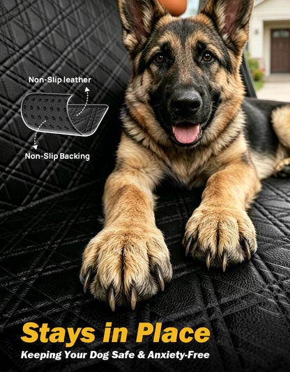 440 lb Hard-Bottom Dog Seat Extender - PU Leather w/Mesh Window for Sedan/SUV/Truck