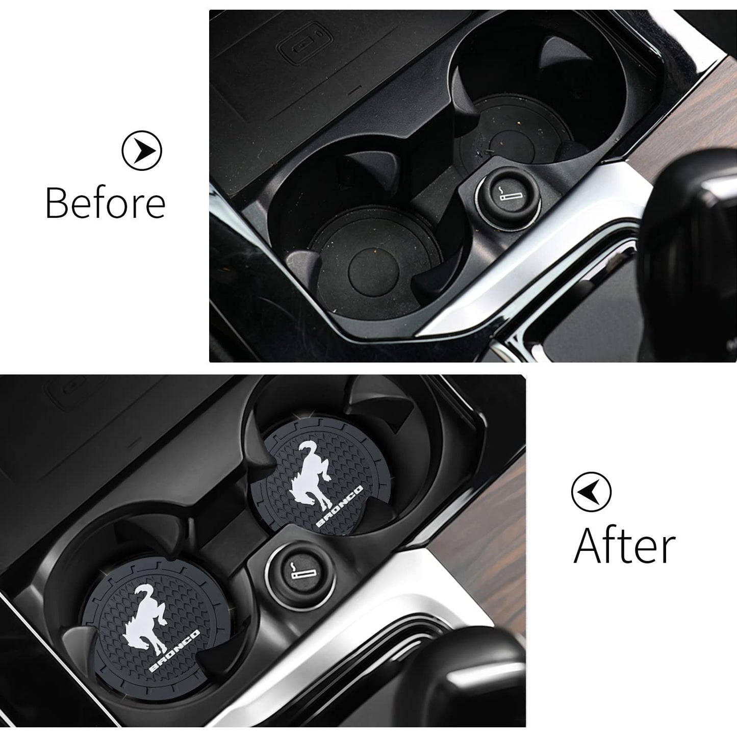 Silicone Cup Holder Coasters (2-Pack) for 2023-2024 Ford Bronco Sport - 2.75" Recessed Fit