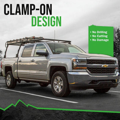 Over-Cab Truck Rack - 800 lb Capacity, Adjustable 49"-64", No-Drill Clamp-On Steel