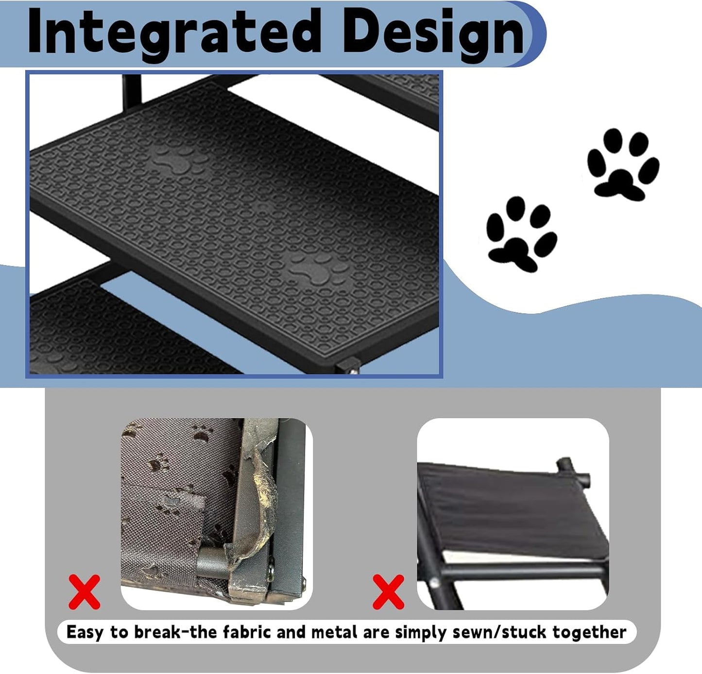 5-Step Dog Car Stairs - Upgraded Load Capacity for Large Dogs, Sturdy Portable Design