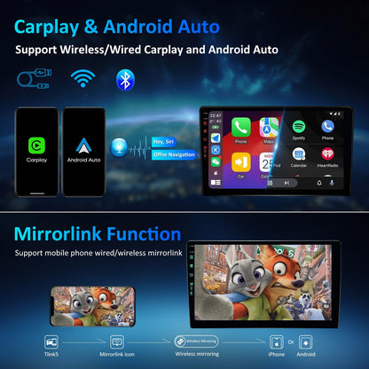 10'' Android 15 Car Stereo for Toyota Tacoma, with CarPlay/Android Auto & GPS