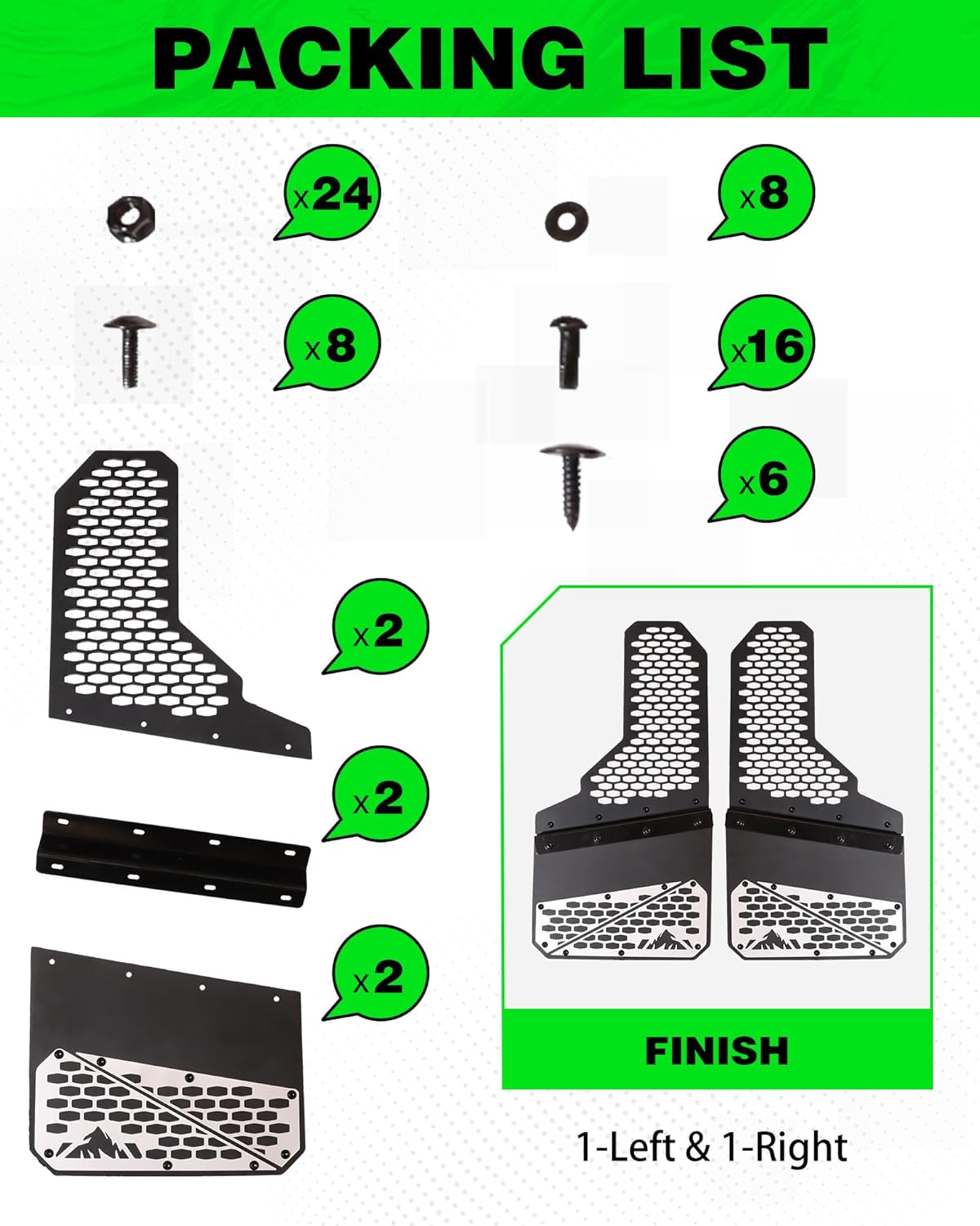 2X Truck Mud Flaps Fit for Ford F150 F250 F350 F450 Splash Guards Off-Road Style
