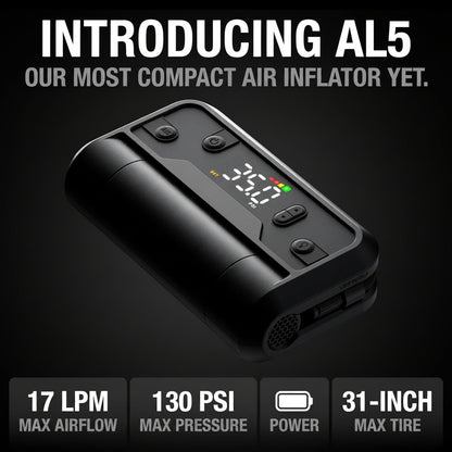 Air AL5 Cordless Tire Inflator - USB-C Rechargeable, 17 LPM, Digital Gauge/Auto-Shutoff for 31" Tires