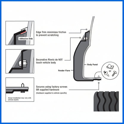 4-PCS Fine-Textured Fender Flares for 2002-2008 Ram 1500 & 2003-2009 Ram 2500/3500 (Excl. 8ft Bed) - TG-FF8D4078