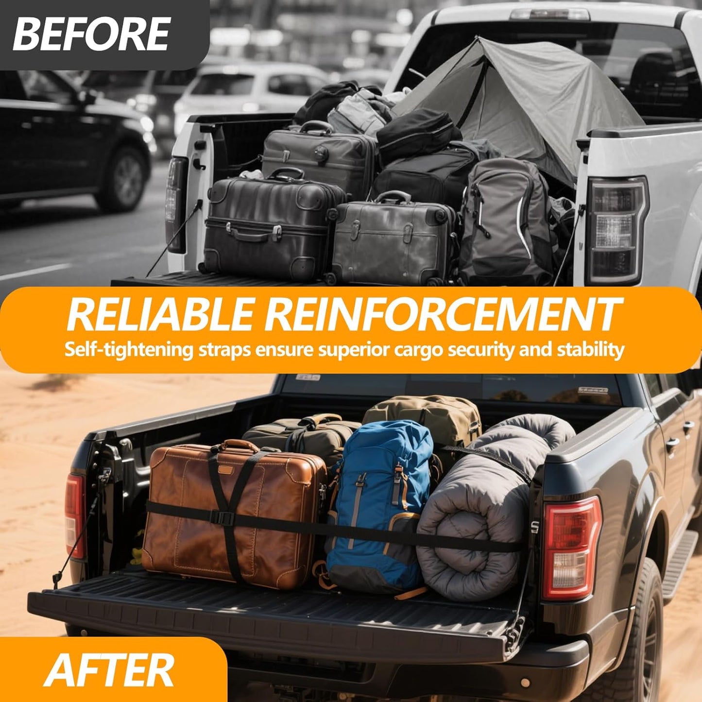 2PCS Retractable Tie Down Straps for 2015-2025 Ford F150, Retractable Ratchet Straps 10 Ft Self Retracting Tie Down with Boxlink Plates Mounted Brackets Bed Mount Heavy Duty Bolt on