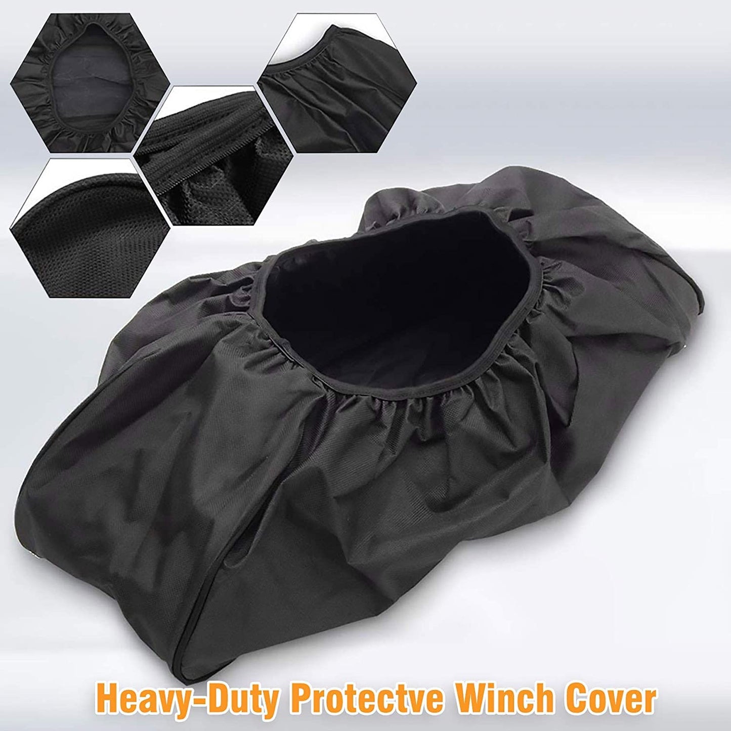 Heavy Duty Winch Cover - Waterproof & Dustproof for 8500-17500 lb Winches (Black)（1pcs）