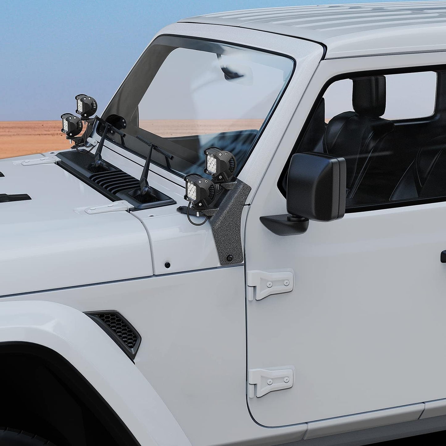 Dual A-Pillar Light Mounts for 2018-2023 Jeep Wrangler JL & Gladiator JT (Black)