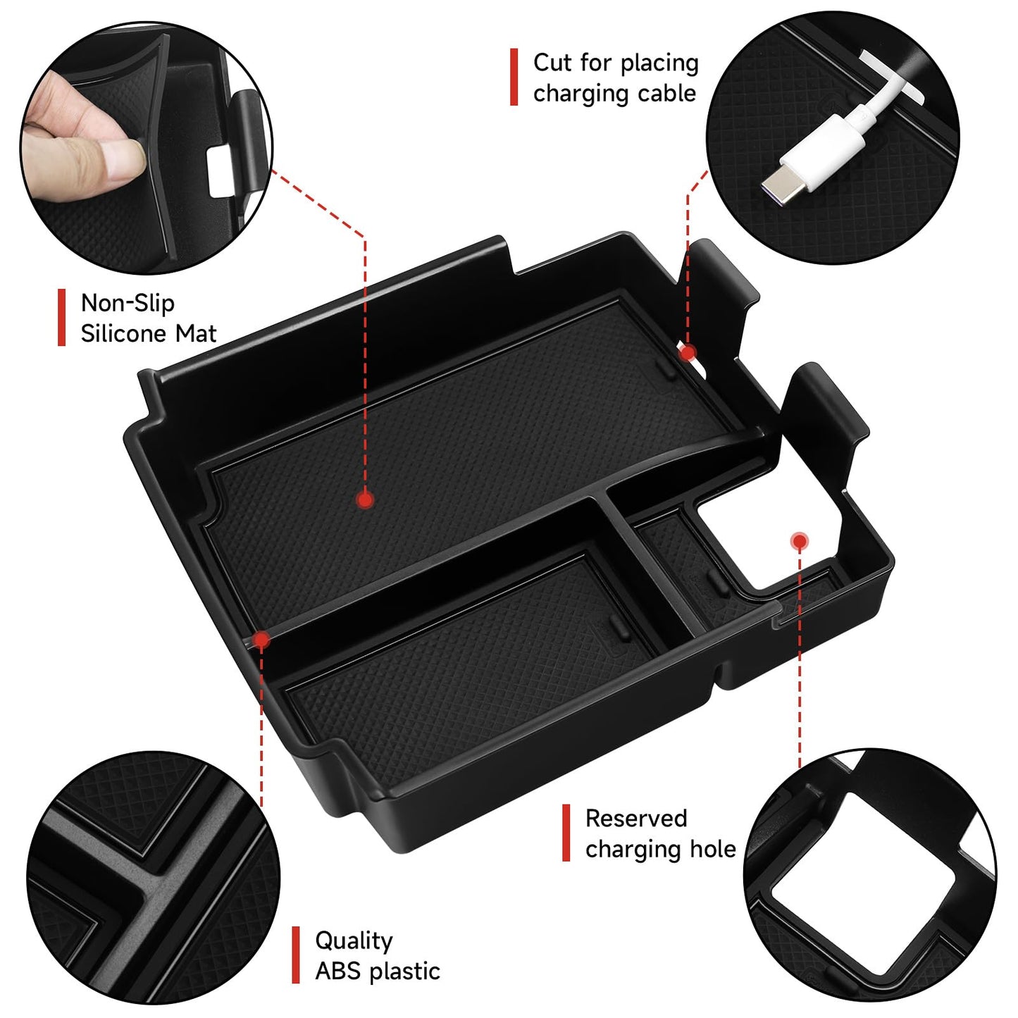 5-PCS Interior Organizer Tray Set for 2025-2026 Ford Bronco 4-Door (Excludes Sport)