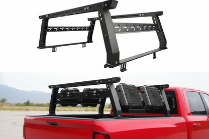 Universal Adjustable Truck Bed Rack - Overland/Contractor, 500-800 lb Capacity, No-Drill, Fits Gladiator/F-150/Tundra/Tacoma & More