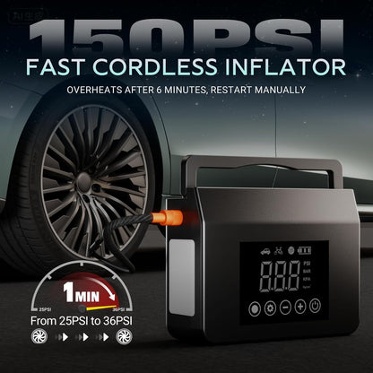 4000A Jump Starter with 150PSI Air Compressor - Fast Charge Power Bank for Cars/Trucks/SUVs