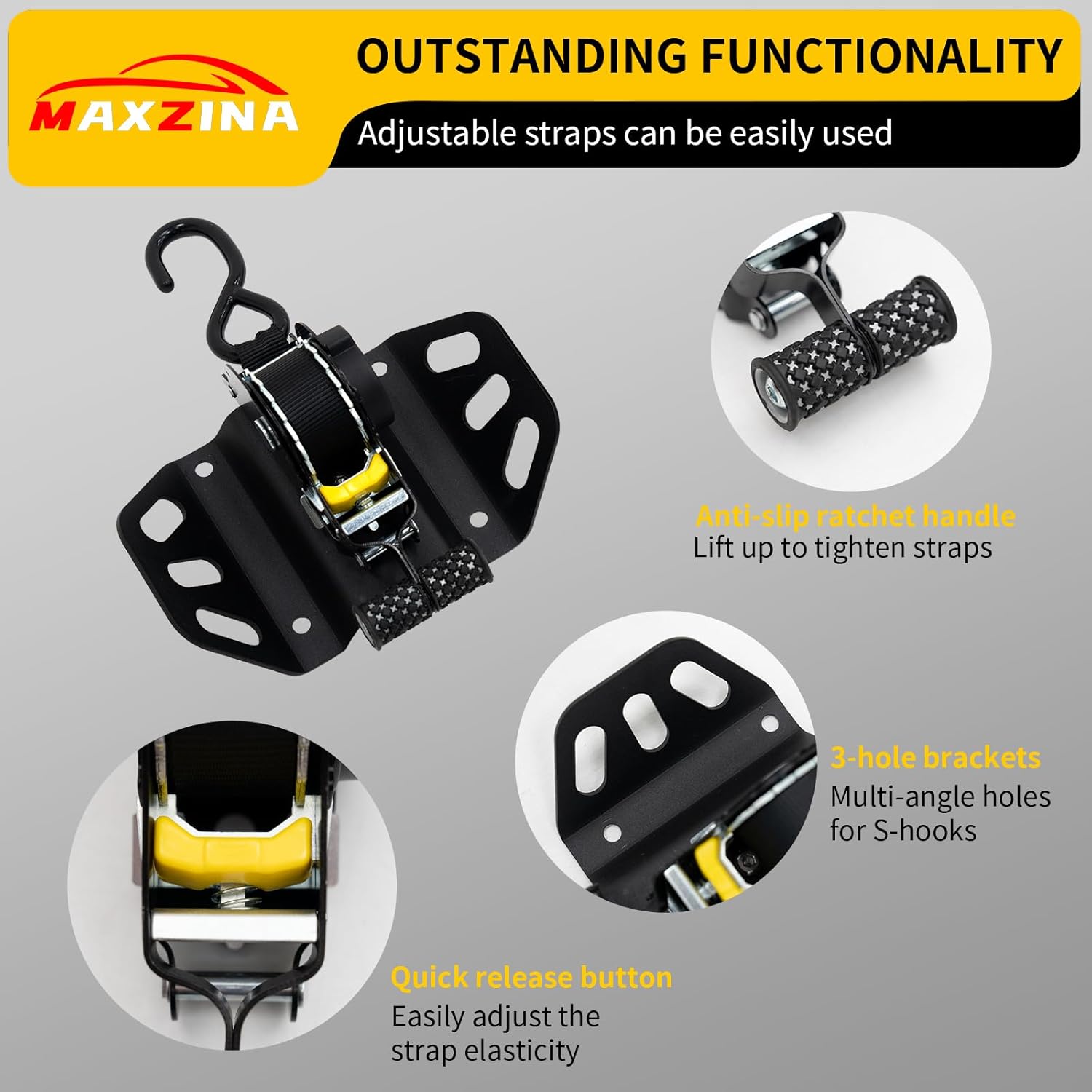 Retractable Ratchet Straps Compatible with 2015-2025 Ford F150 Retracting Straps 2PCS Auto Retract Securing Strap Tie Down System for 2024 F150 Accessories