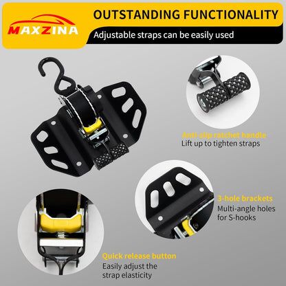 Retractable Ratchet Straps Compatible with 2015-2025 Ford F150 Retracting Straps 2PCS Auto Retract Securing Strap Tie Down System for 2024 F150 Accessories