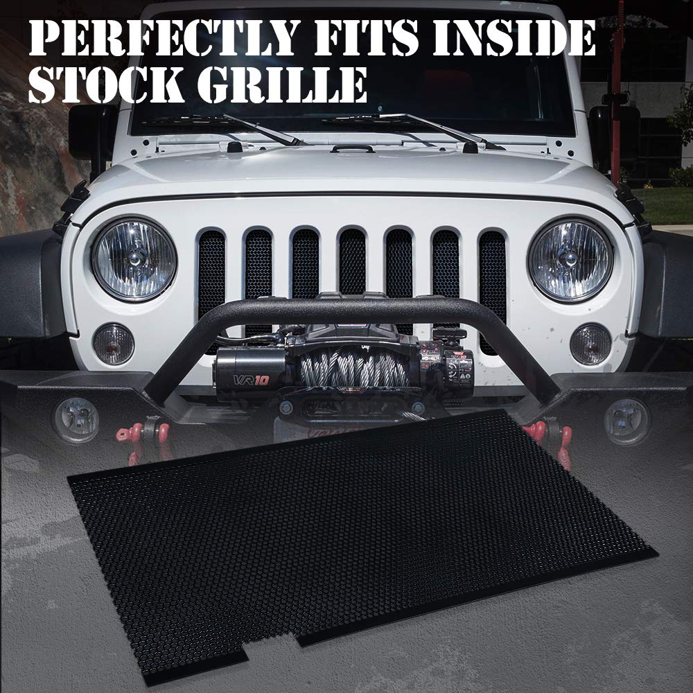 2007-2018 Jeep JK/JKU Front Grille Mesh Insert - Matte Black Aluminum