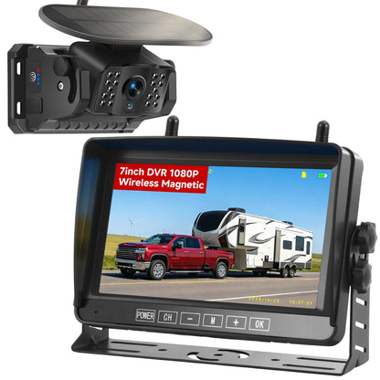 Dual Magnetic Wireless Backup Camera, 7” 1080P HD 4CH DVR Monitor