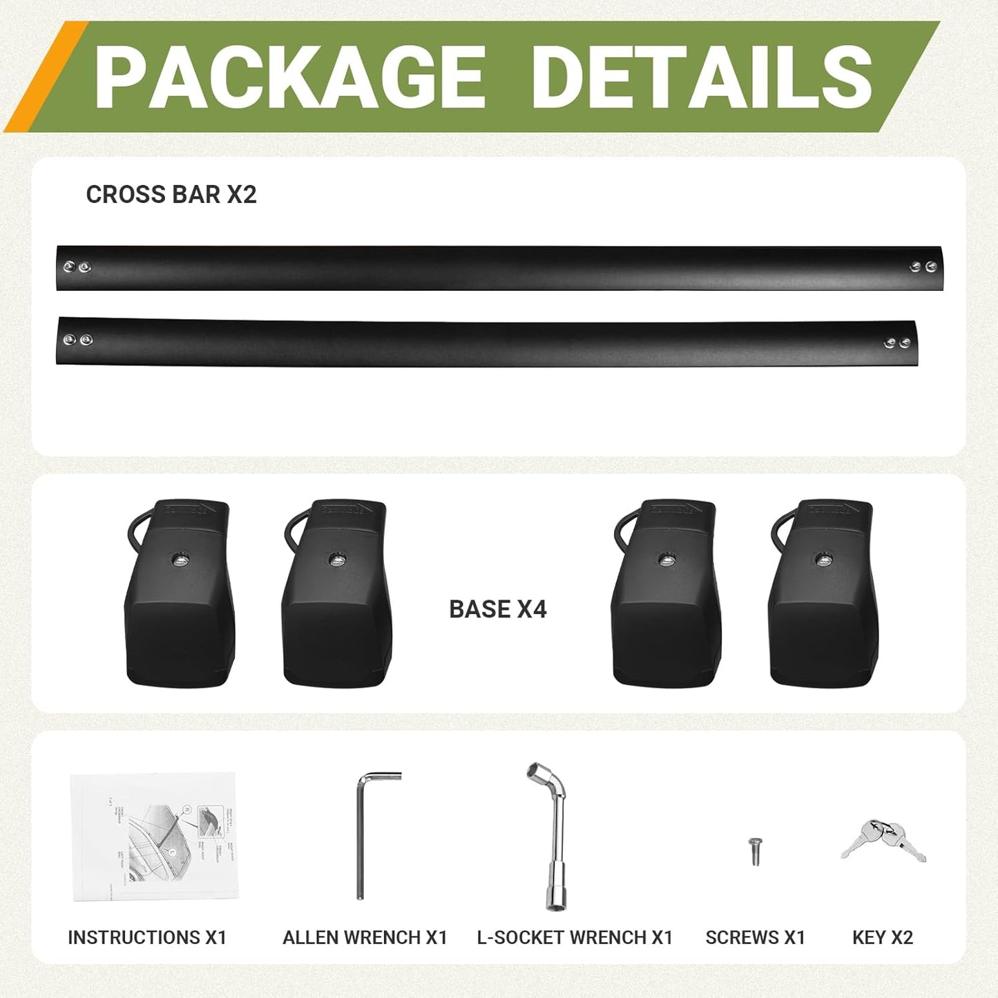 Anti-Theft 440LBS Roof Rack Cross Bars Compatible with 2021-2024 Chevrolet Tahoe, Chevy Suburban, GMC Yukon & Yukon XL, Cadillac Escalade ESV