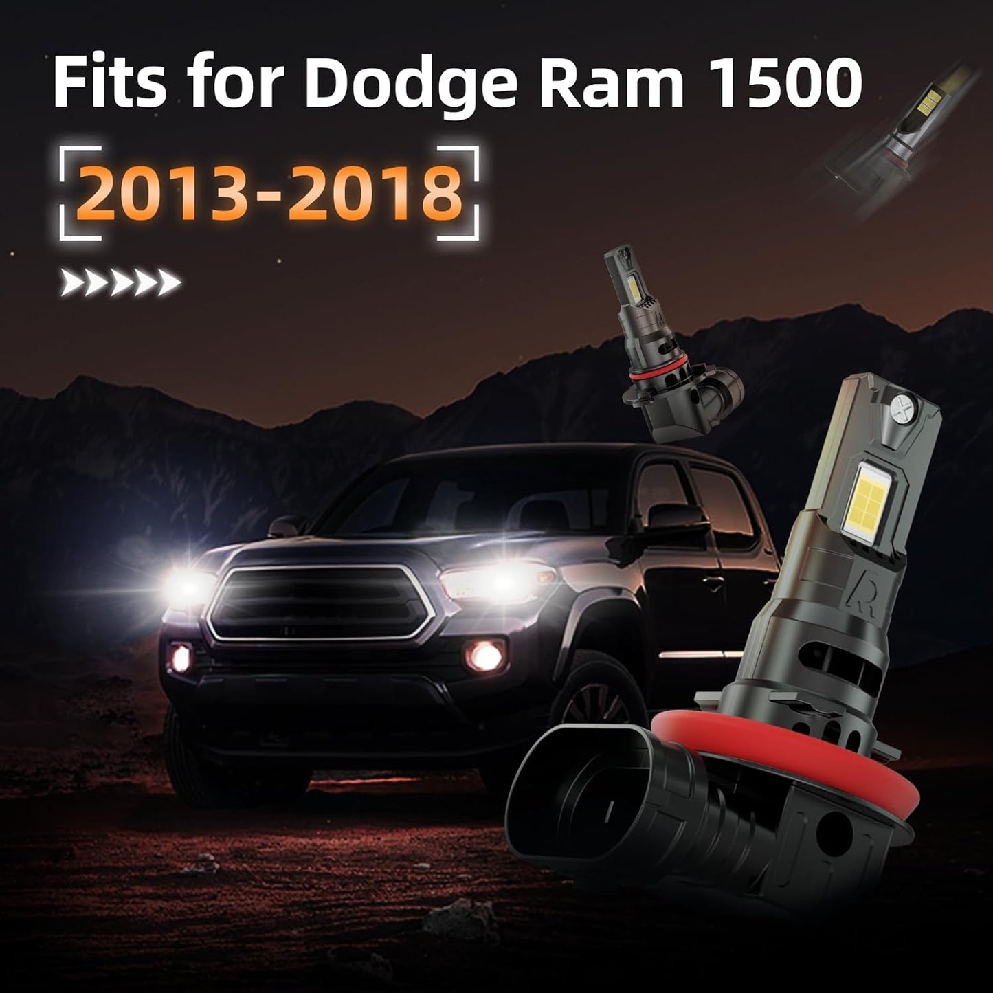6-PCS Super Bright White Fog Light Bulb Kit for 2013-2018 Dodge Ram 1500 - Plug & Play
