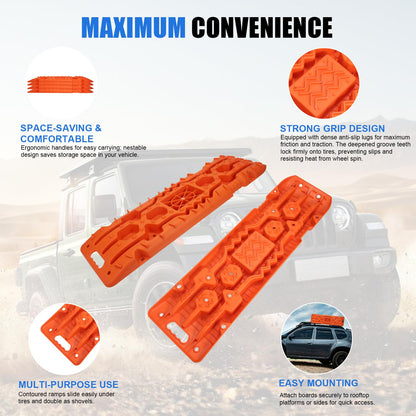 Off-Road Traction Boards with Jack Base - Heavy-Duty Recovery Tracks for 4x4/SUV/Truck (Large)
