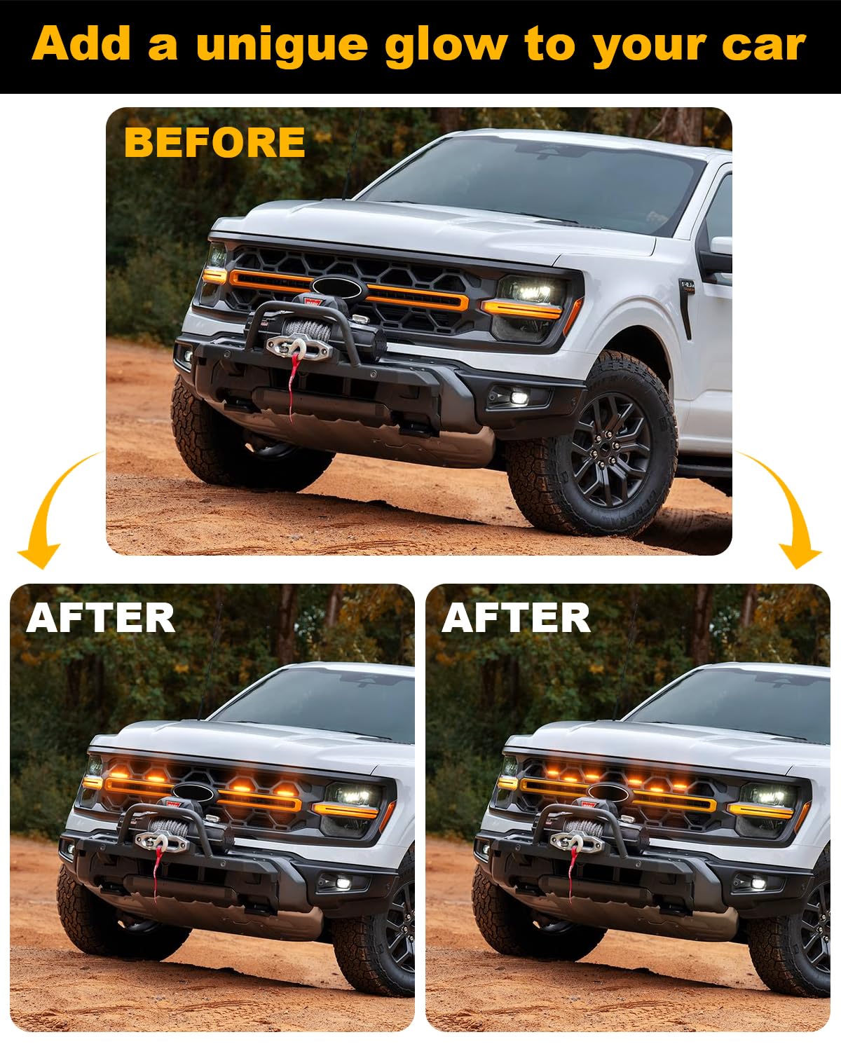 Ford F150 LED Front Grill Lights (2018-2026 Amber, 4-Pack)