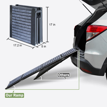 63"x17" Foldable Dog Ramp - 200 lb Capacity, Non-Slip Rug Surface for Large Dogs (Car/SUV/Truck)