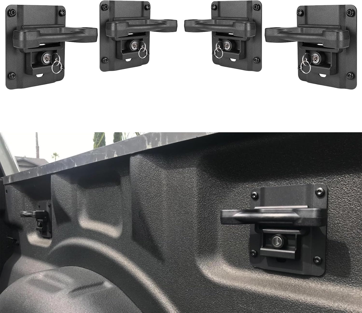 4Pcs Truck Bed Tie Down Anchors Boxlink Cleats & Plates Compatible with Ford F150 F250 F350 & Raptor 2015-2024 2025