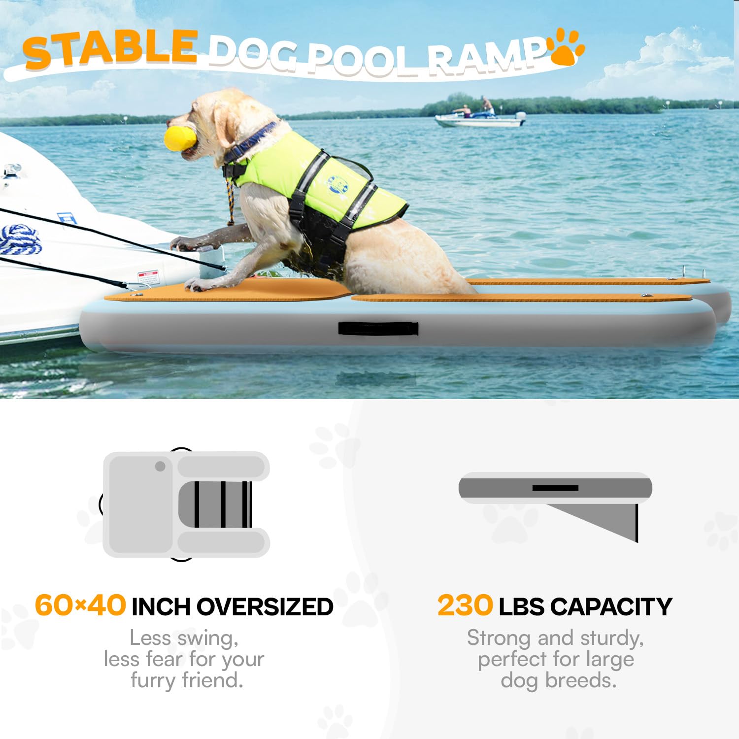 230lbs 60×40"PVC Dog Water Ramp  For Large Dogs - OHMU