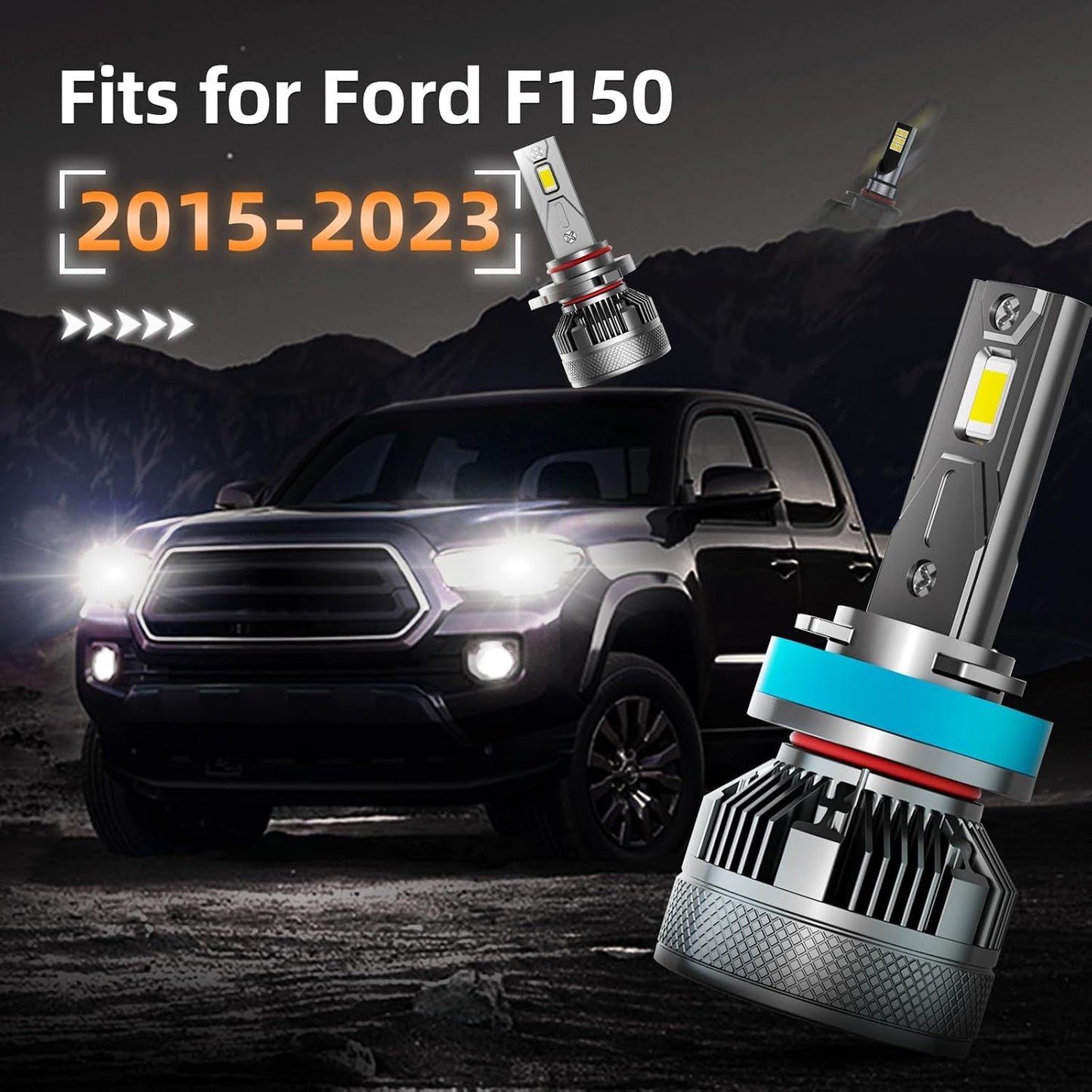 AWALITED Fits for 2015-2023 Ford F150 High Low Beam Fog Lights Bulbs Combo Pack, 6000K White Plug-and-Play Super Bright Lights Bulbs, Pack of 6