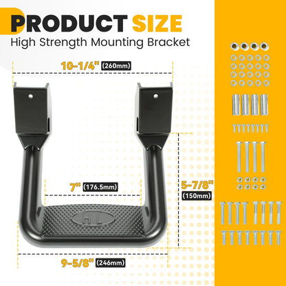 Electrophoresis Black Aluminum Side Steps - 300 lb Capacity, Universal for Chevy/Ford/Toyota/GMC/Dodge/Jeep