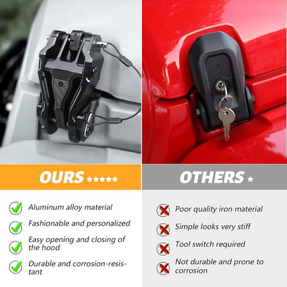 Heavy-Duty Hood Catch Hood Lock Upgrade for Jeep Wrangler JL and Gladiator JT Models 2018-2024