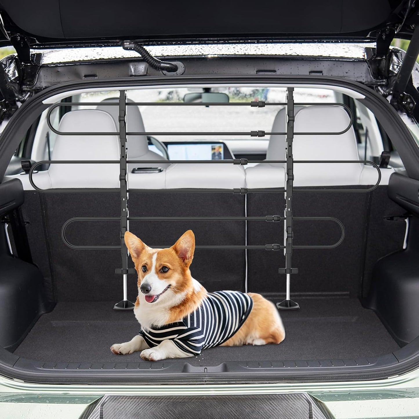 Adjustable Dog Barrier 34"-60"W x 30"-50"H - Strong Metal Tubing for SUV/Car/Truck/Minivan (Black)