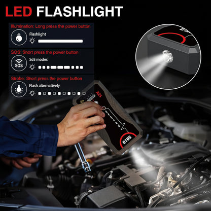3000A Car Jump Starter - 9.0L Gas/7.0L Diesel, USB QC3.0 Portable Lithium Box
