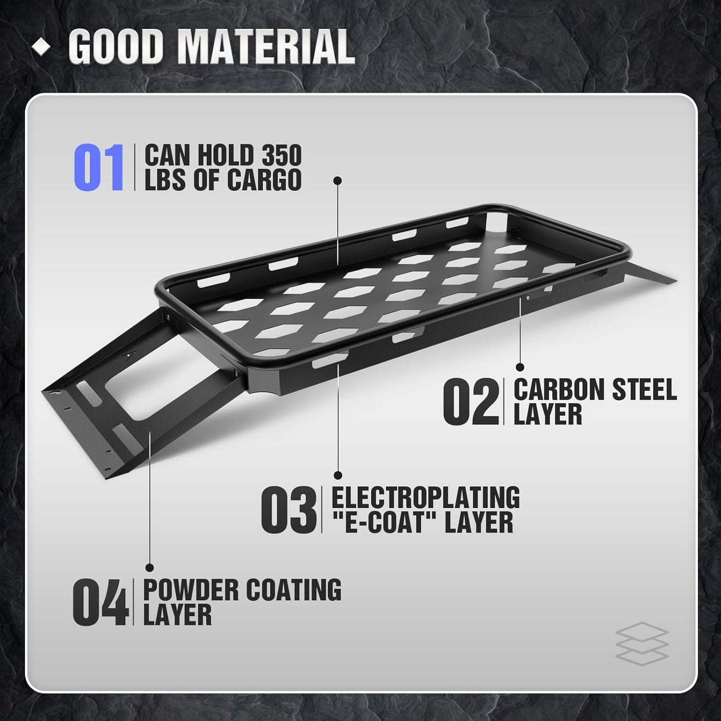 Rear Trunk Cargo Storage Rack Compatible for 2007-2025 Jeep Wrangler JK JKU & JL JLU Unlimited 4 Door Hardtops, Interior Luggage Rack Shelf for Camping Gear (350 LBS)