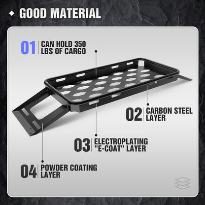 Rear Trunk Cargo Storage Rack Compatible for 2007-2025 Jeep Wrangler JK JKU & JL JLU Unlimited 4 Door Hardtops, Interior Luggage Rack Shelf for Camping Gear (350 LBS)