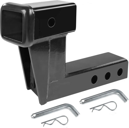 6" Rise/Drop Hitch Riser for 2" Receivers - 500 lb Tongue Weight, Solid Steel, Triple Pin Holes (50909)