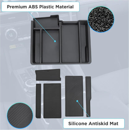 Armrest Storage Box Tray for 2013-2024 Ram 1500/Classic & 2500/3500 - Fits 3-Cup Jump Seat