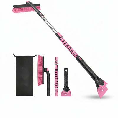 48" Extendable Snow Brush with 360° Pivoting Head - Pink (Fits SUV/Truck)