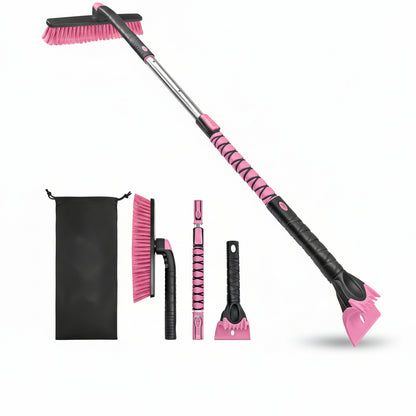 48" Extendable Snow Brush with 360° Pivoting Head - Pink (Fits SUV/Truck)