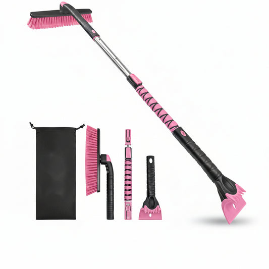 48" Extendable Snow Brush with 360° Pivoting Head - Pink (Fits SUV/Truck)