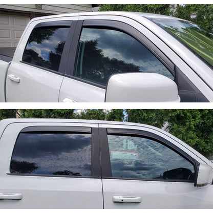In-Channel Rain Guards (4-PCS) for 2009-2018 Ram 1500 & 2010-2025 Ram 2500/3500 Crew/Mega Cab (Smoke)
