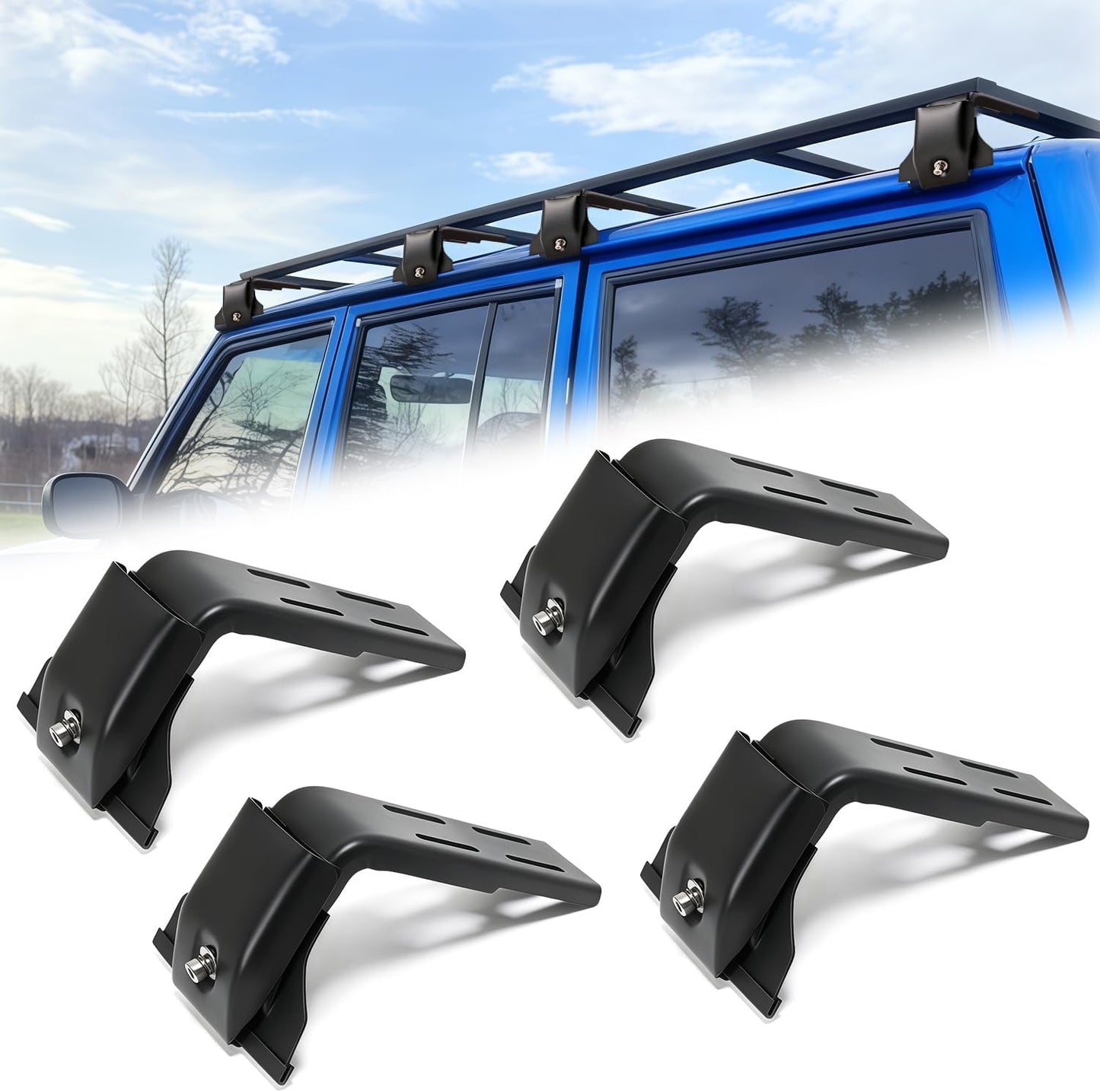 Gutter Mount Roof Rack Brackets for Jeep Wrangler, Gladiator & Cherokee XJ (2007-2024/1984-2001)