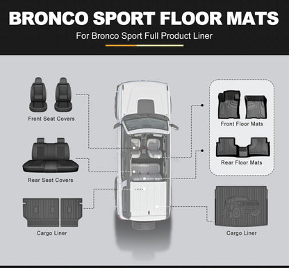 Floor Mats for 2021-2026 Ford Bronco Sport - 1st & 2nd Row, All-Weather Protection